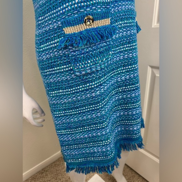 Lilly Pulitzer Beckington Sweaterdress Blue Grotto Metallic Tweed LG #131 - Picture 6 of 17